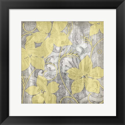 Framed Yellow &amp; Gray I Print