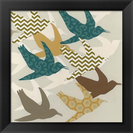 Framed Patterned Flock I Print