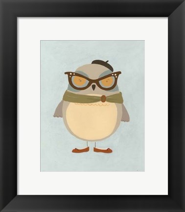 Framed Hipster Owl I Print