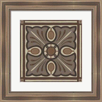 Framed Piazza Tile in Brown I Print