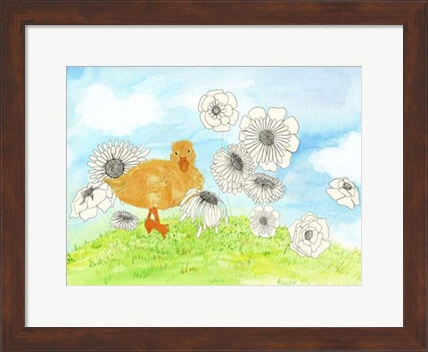 Framed Duck &amp; Flowers Print