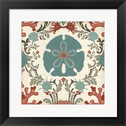 Framed Coastal Damask II Print