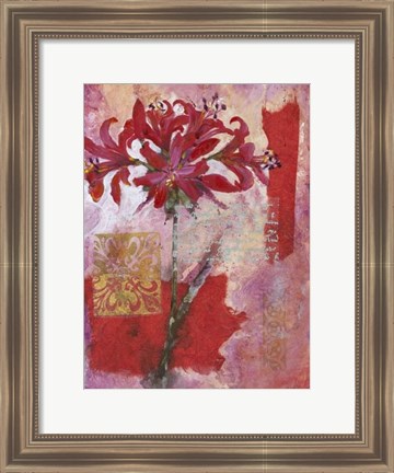 Framed Magenta Flower Collage I Print