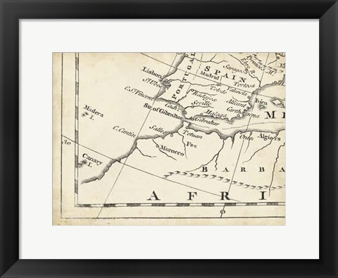 Framed Map of Europe Grid VII Print