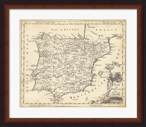 Framed Map of Spain Print