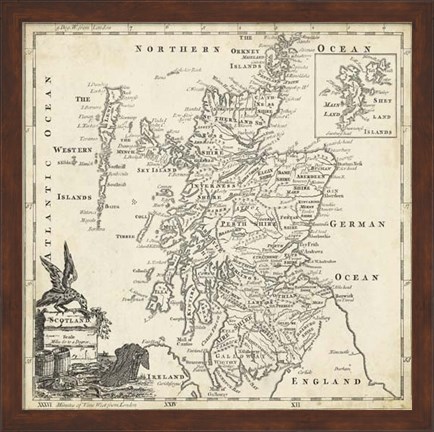 Framed Map of Scotland Print