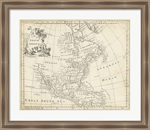 Framed Map of North America Print