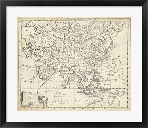 Framed Map of Asia Print