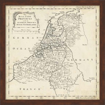 Framed Map of Netherlands Print