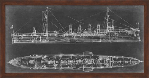 Framed Navy Cruiser Blueprint Print