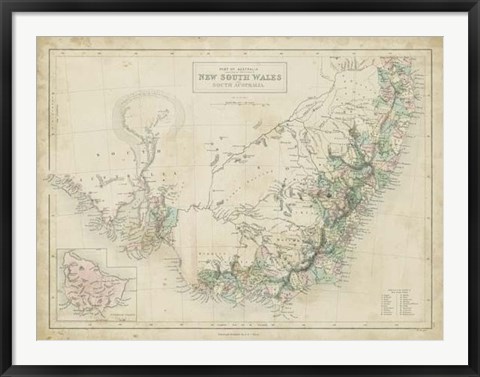 Framed Map of New South Wales Print