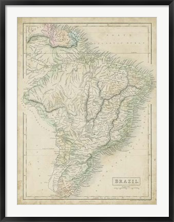 Framed Map of Brazil Print