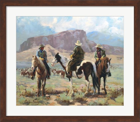 Framed Three Cowboys Print