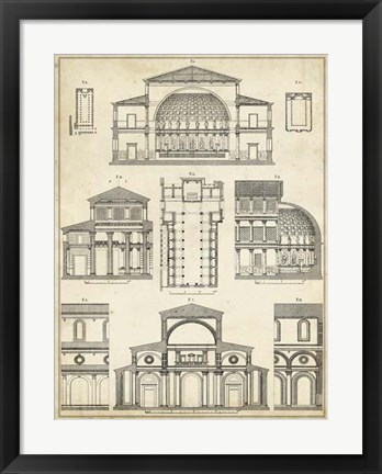 Framed Vintage Architect&#39;s Plan I Print