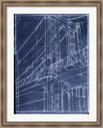 Framed Bridge Blueprint I Print