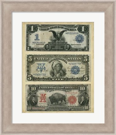 Framed Antique Currency VI Print