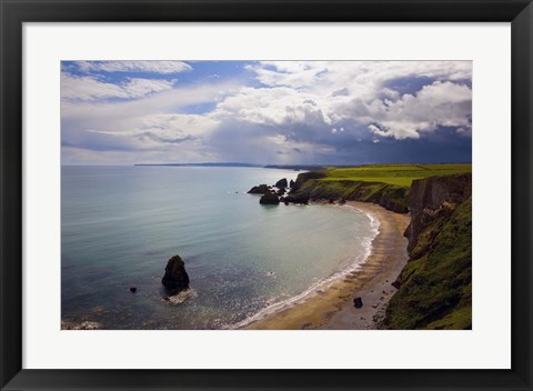 Framed Aerial View of Ballydowane Beach, Copper Coast, County Waterford, Ireland Print