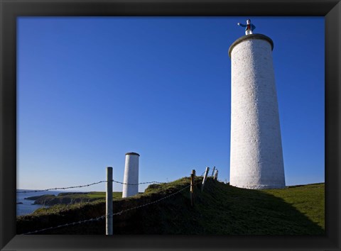 Framed Metal Man Shipping Beacon, Great Newtown Head, Tramore, County Waterford, Ireland Print