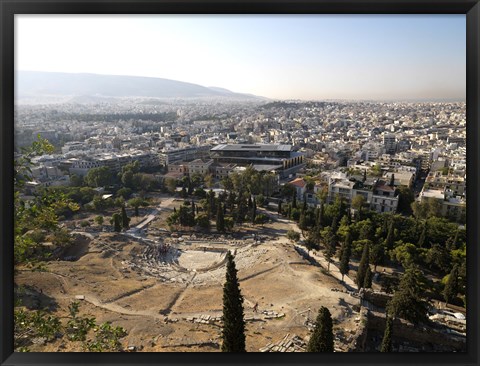 Framed Ruins of a theater with a cityscape in the background, Theatre of Dionysus, Acropolis Museum, Acropolis, Athens, Attica, Greece Print