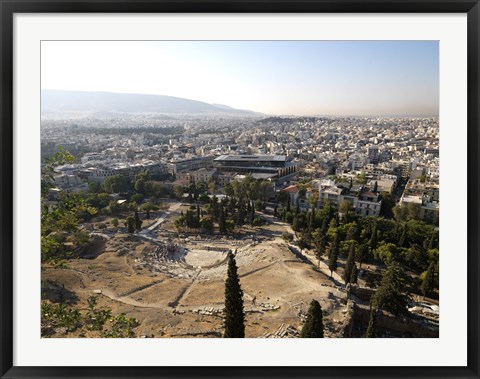 Framed Ruins of a theater with a cityscape in the background, Theatre of Dionysus, Acropolis Museum, Acropolis, Athens, Attica, Greece Print