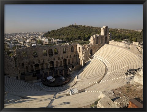 Framed High angle view of an amphitheater, Odeon of Herodes Atticus, Acropolis, Athens, Attica, Greece Print