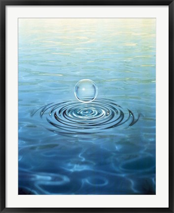 Framed Clear bubble floating above water ripples in choppy water Print