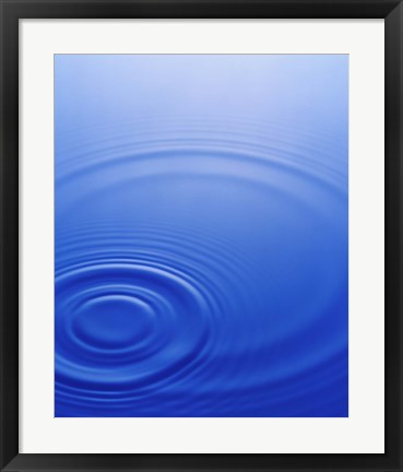 Framed Rings in deep blue water Print