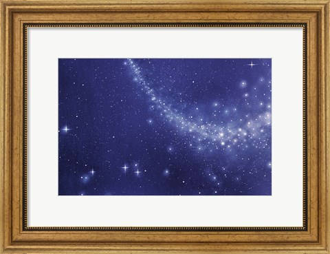 Framed Trail of stars in deep blue sky Print