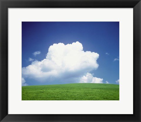 Framed Clouds over a grassland Print