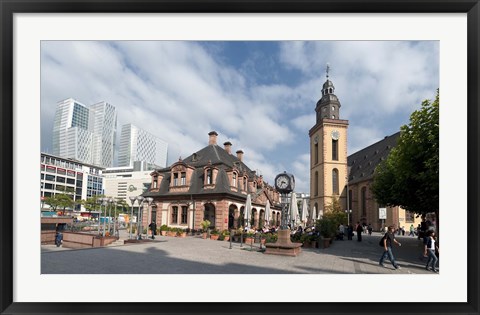 Framed Church in a city, St. Catherine&#39;s Church, Hauptwache, Frankfurt, Hesse, Germany Print