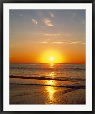 Framed Sunrise over the sea Print