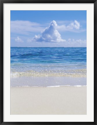 Framed Tropical beach with blue skies in background Print