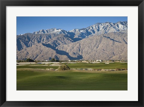 Framed Golf course with mountain range, Desert Princess Country Club, Palm Springs, Riverside County, California, USA Print