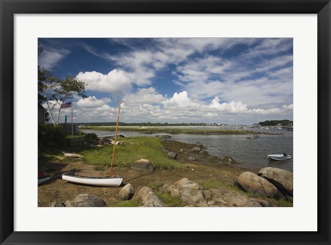 Framed Rocks on the coast, Annisquam Harbor Light, Gloucester, Cape Ann, Massachusetts, USA Print