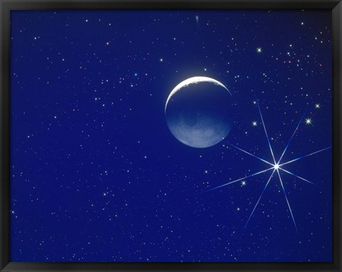 Framed Planet and Stars in Space Print