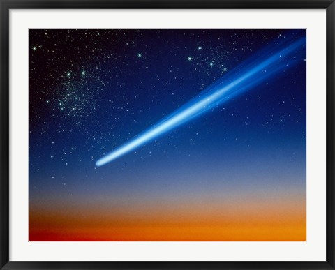 Framed Space, Comet speeding across the night sky Print