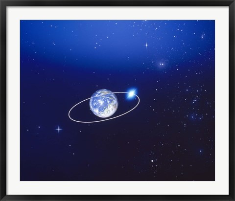 Framed Space, Earth and moon concept Print