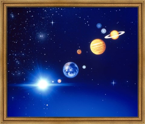 Framed Conceptualized solar system with planets Print