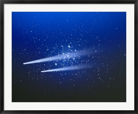 Framed Space, Two Comets Print