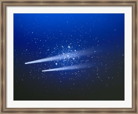 Framed Space, Two Comets Print