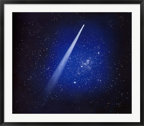 Framed Space, Comet and stars Print