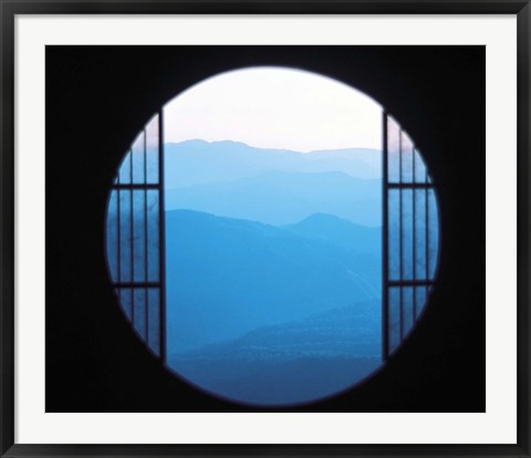 Framed View of Hazy Blue Mountain Ranges Print