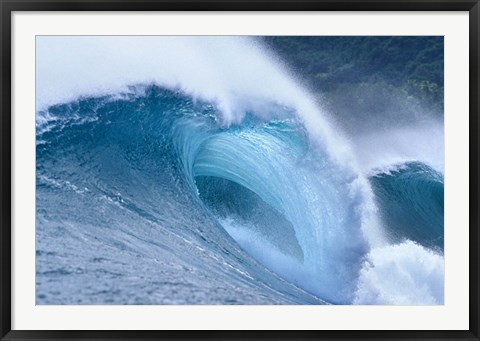 Framed Cool Blue Wave in the Sea Print