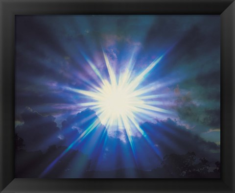 Framed Sun Shinning Through Cloud in Sky, Lens Flare Print