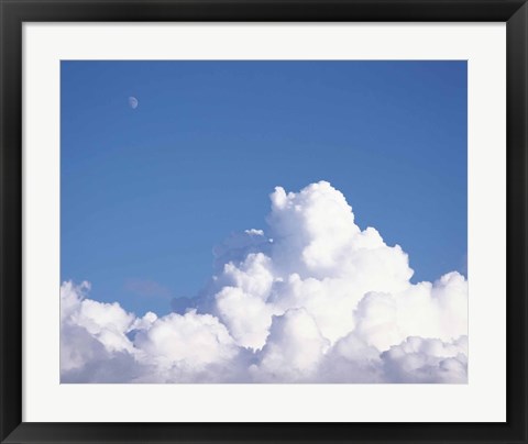 Framed Cumulus clouds and moon in sky Print