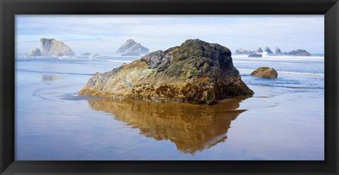 Framed Rock formations in the sea, Bandon, Oregon, USA Print