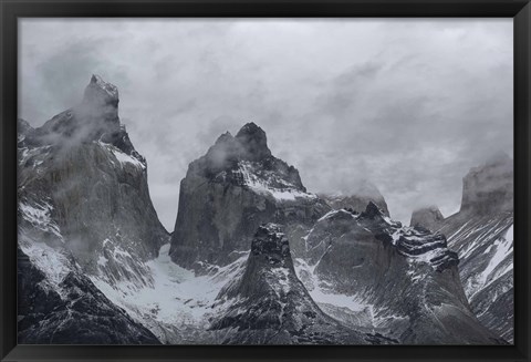 Framed Clouds over snowcapped mountains, Torres del Paine National Park, Magallanes Region, Patagonia, Chile Print