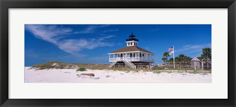 Framed Lighthouse on the beach, Port Boca Grande Lighthouse, Gasparilla Island State Park, Gasparilla Island, Florida, USA Print