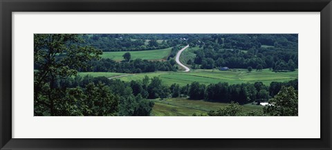 Framed Winding road passing through a landscape, East Central, Missouri, USA Print