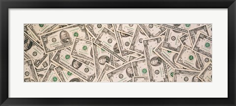 Framed Close-up of a pile of US Dollar bills Print